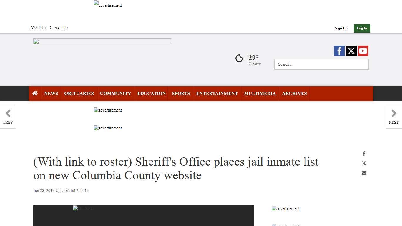 (With link to roster) Sheriff's Office places jail inmate list on new Columbia County website Public Records magnoliareporter.com